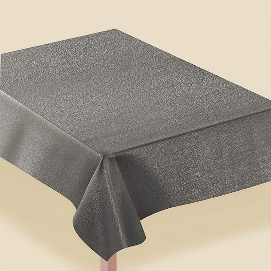 JAM Paper Metallic Pewter Gray Rectangular Fabric Tablecloth, 60" x 84"